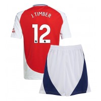 Echipament fotbal Arsenal Jurrien Timber #12 Tricou Acasa 2024-25 pentru copii maneca scurta (+ Pantaloni scurti)